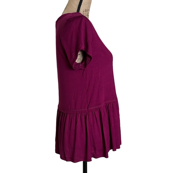 NYLA Women's Rayon Spandex Peplum Magenta Blouse, Size M - Picture 5 of 13